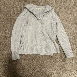 Cozy Gray Cable Knit Sweater